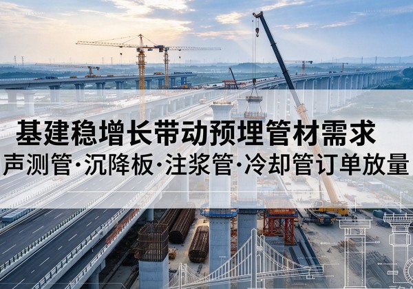 拱墅基建稳增长带动预埋监测管材需求，声测管、沉降板、注浆管订单持续放量